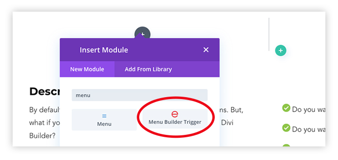divi menu builder menu trigger en